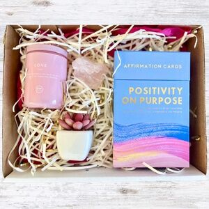 Daily Positivity and Love Affirmation cards and more- Self Care Gift Box